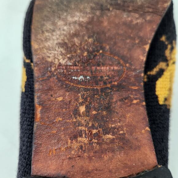 Stubbs & Wooton Bee Black Needlepoint Slipper Loafer Womens 8 Black Classic Luxe - Picture 7 of 8